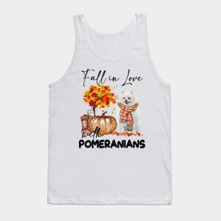 Fall In Love With Pomeranians Fall Pumpkin Thanksgiving Tank Top